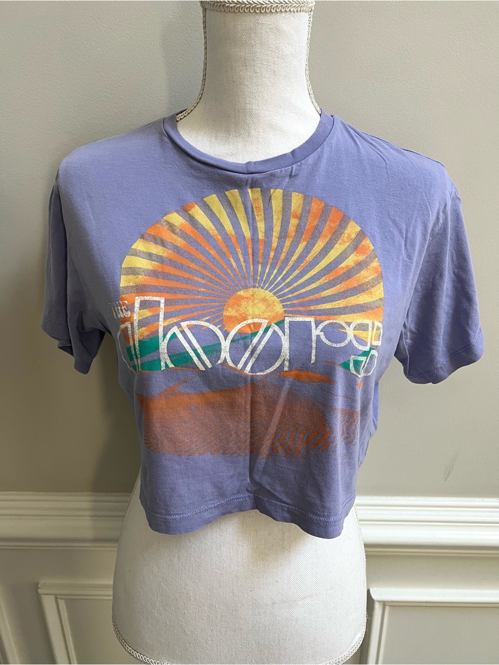 H&M The Doors Purple Graphic Cropped T-Shirt Kids Size 12/14 / XS Band Tee Retro
